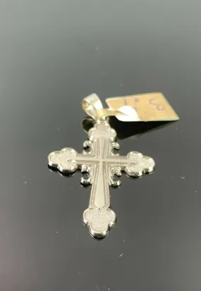 10k Pendant Solid Gold Elegant Simple Cross With Diamond Cutting Design P951