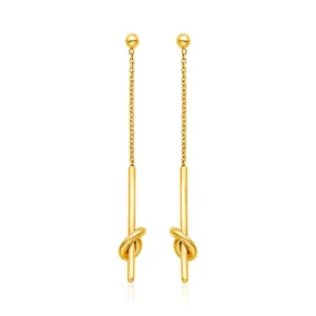 14k Yellow Gold Dangle Earrings with Knots-rx44973