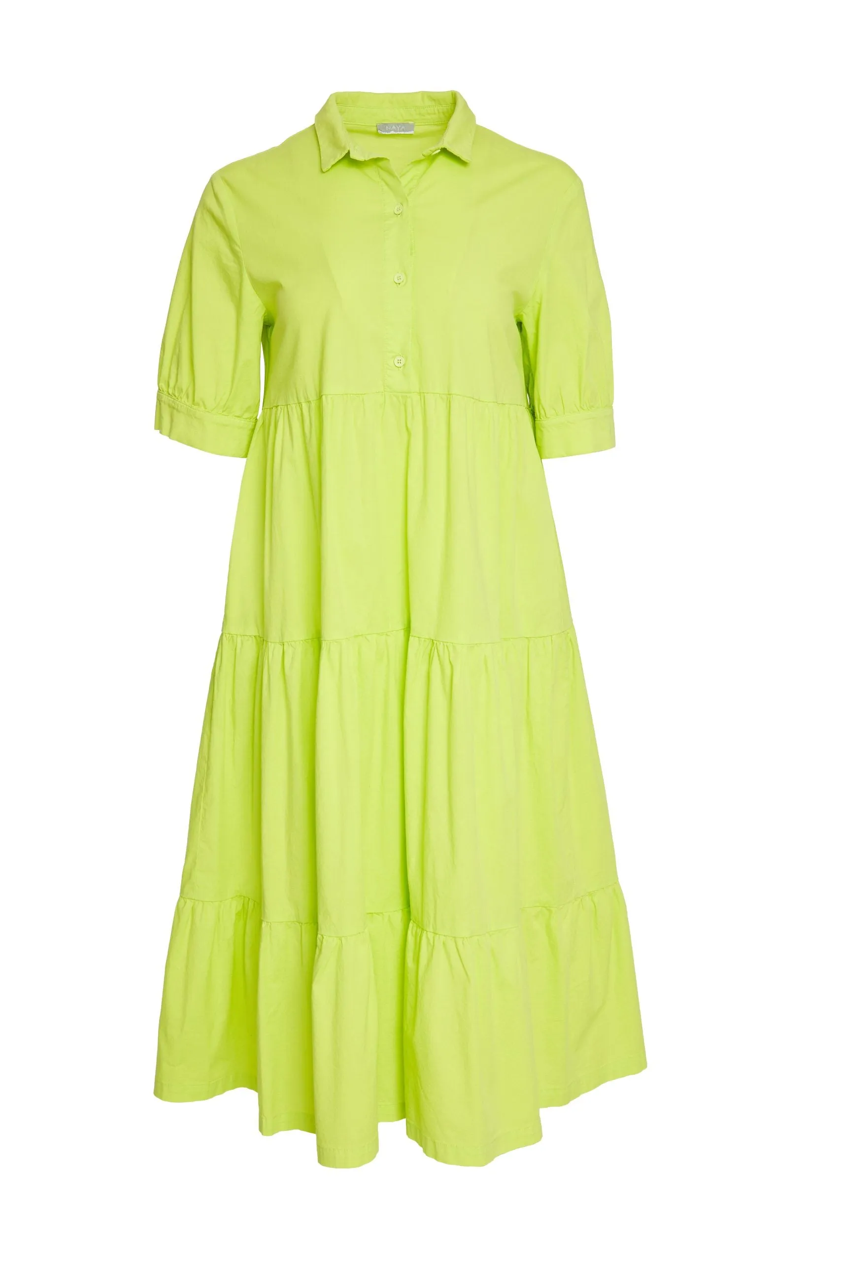 192- Cotton Gathered Dress Lime- Naya