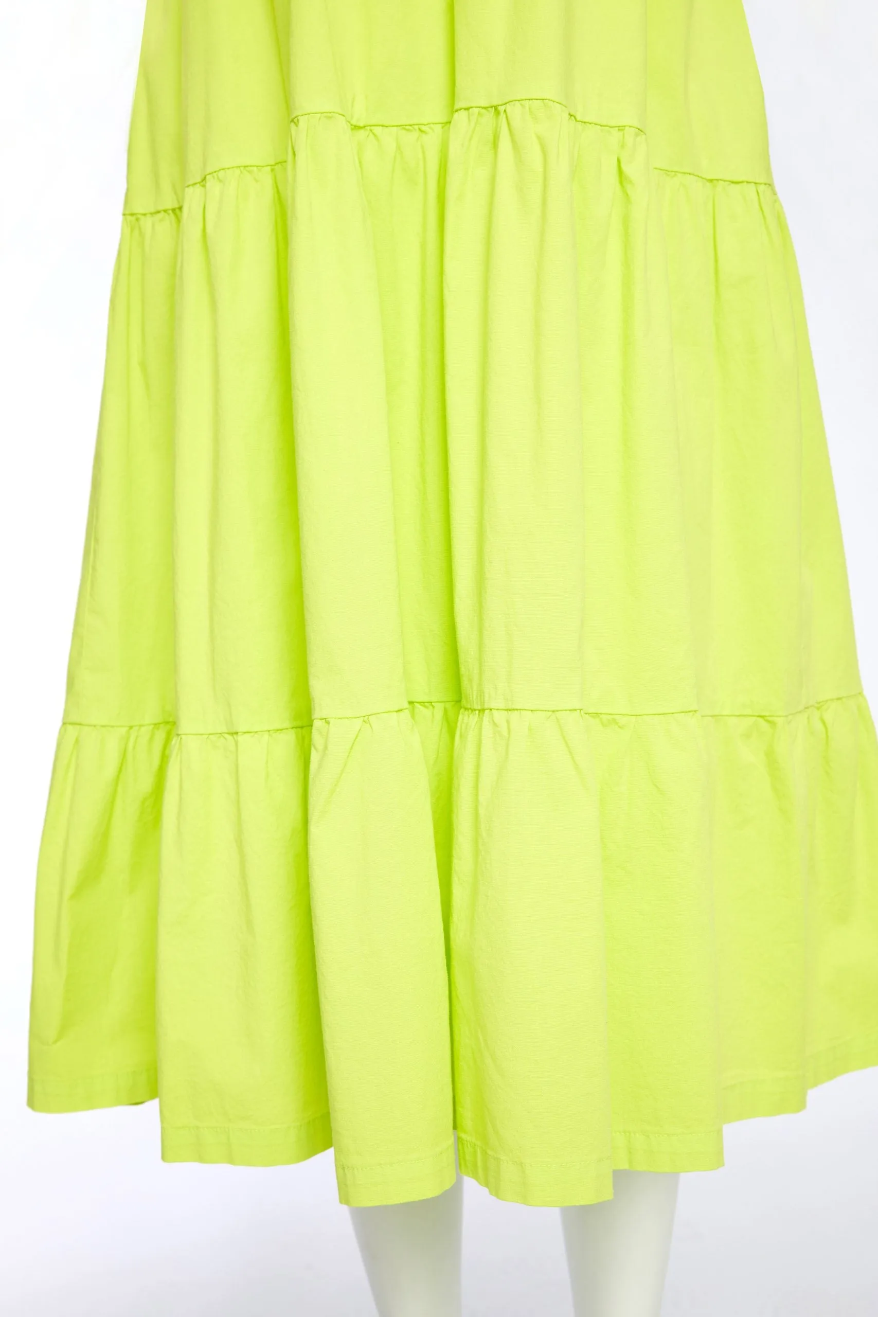 192- Cotton Gathered Dress Lime- Naya