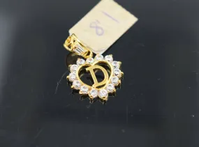 22k Pendant Solid Gold Simple Heart Shape Letter D With Stones Design P989