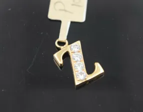 22k Pendant Solid Gold Simple Z Shape Letter Z With Stones Design P1073