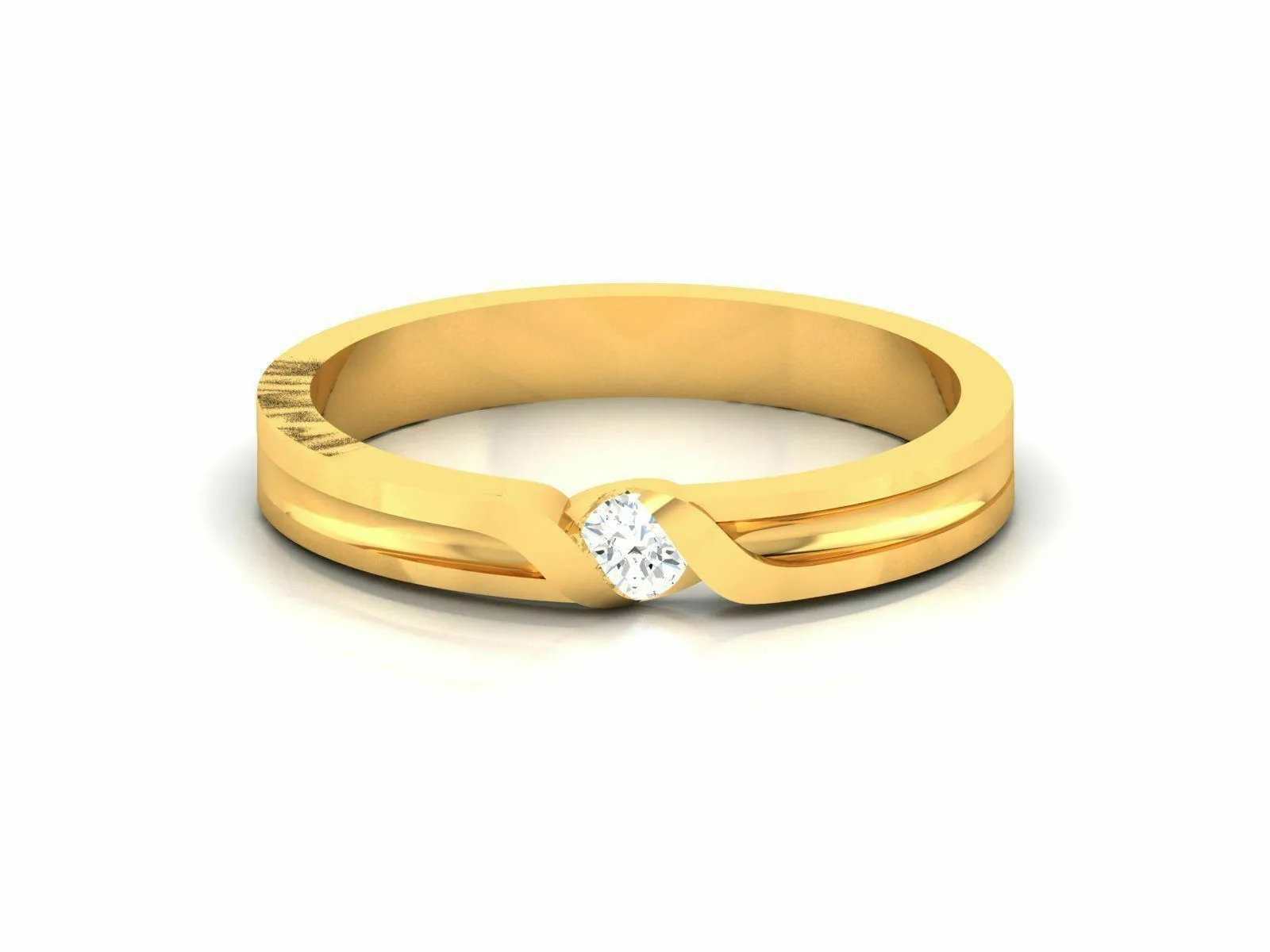 22k Ring Solid Yellow Gold Ladies Jewelry Elegant Simple Band with Stone CGR79