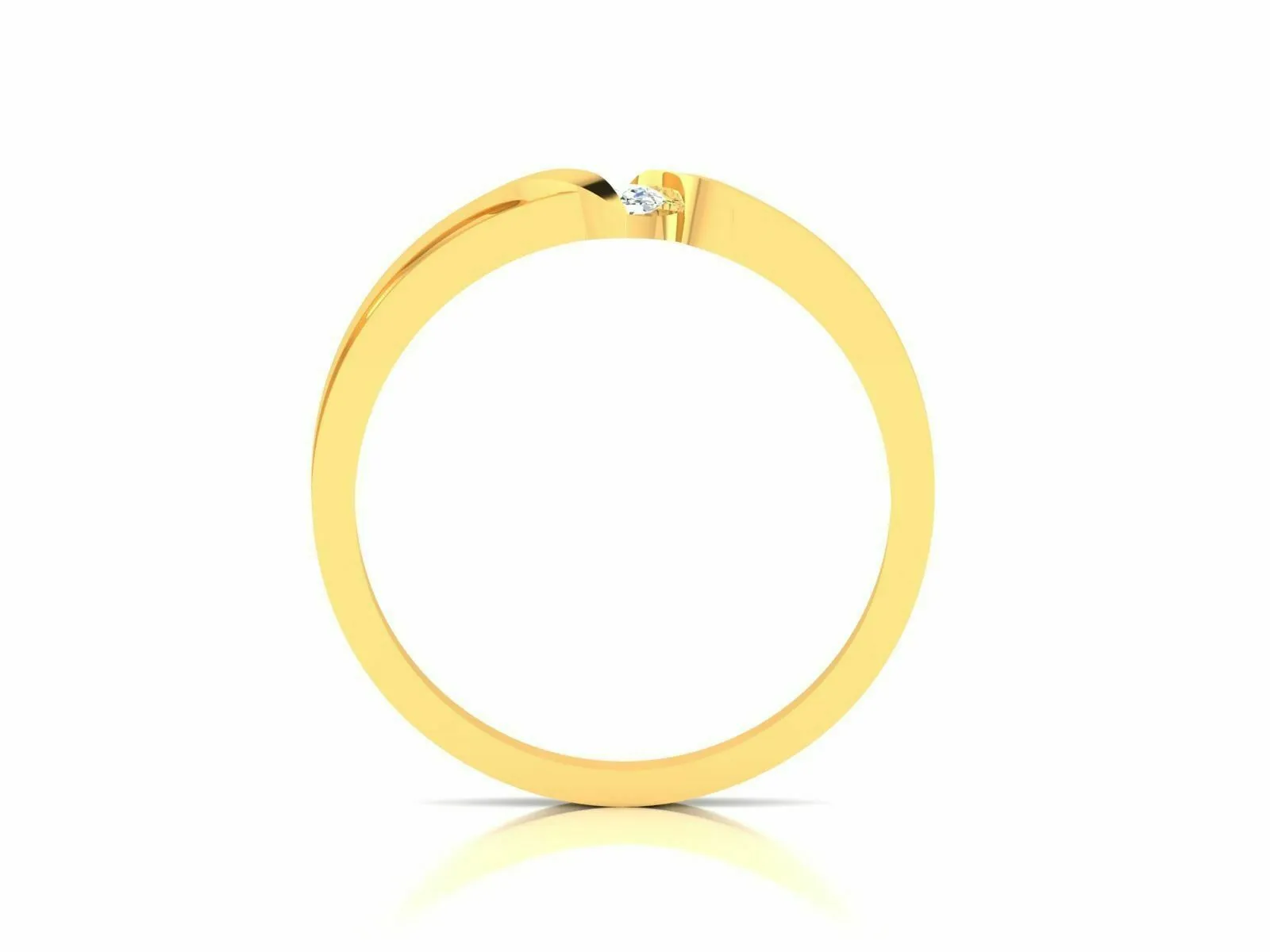 22k Ring Solid Yellow Gold Ladies Jewelry Elegant Simple Band with Stone CGR79