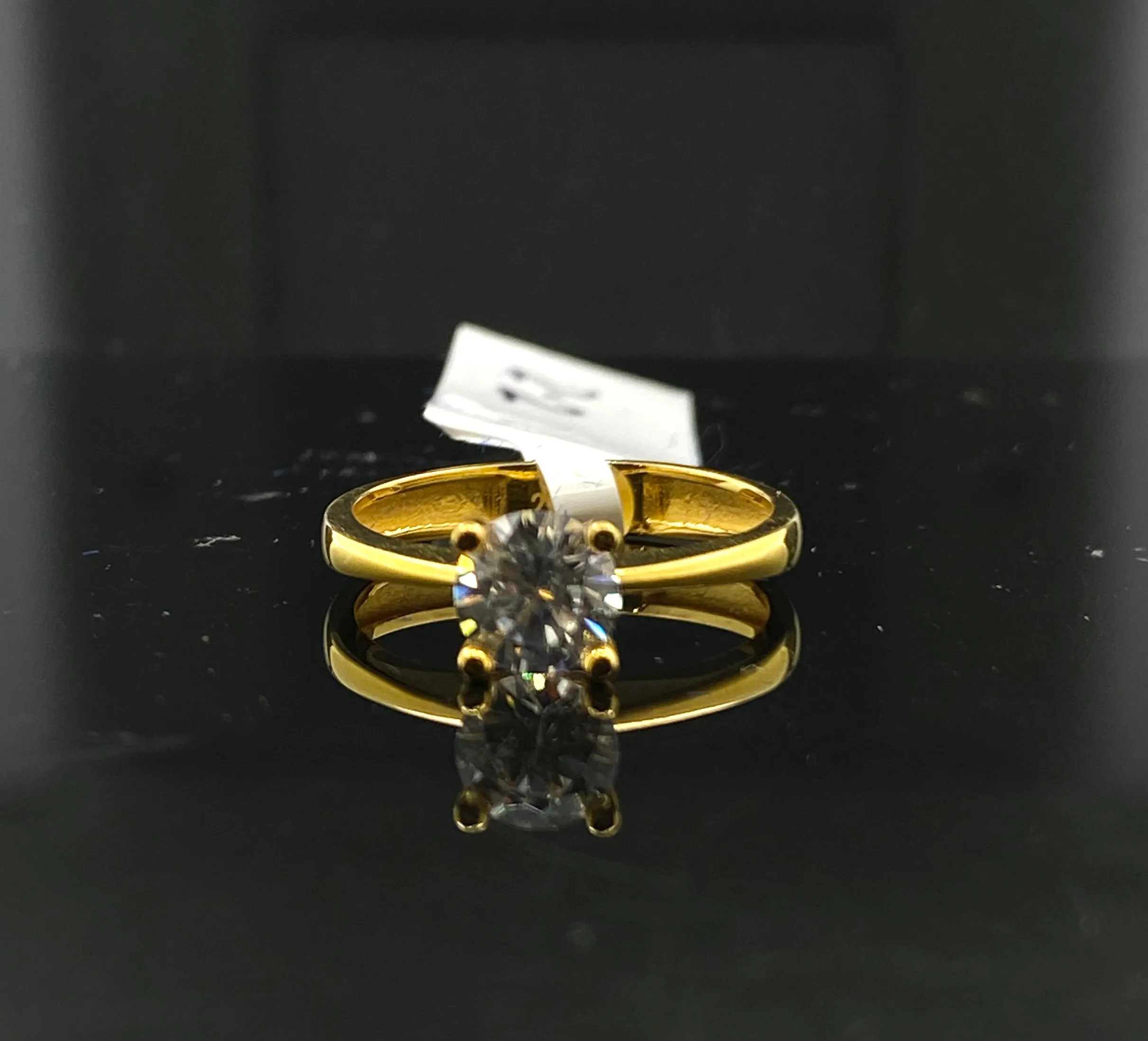 22K Solid Gold Simple Ring With Stud R5557