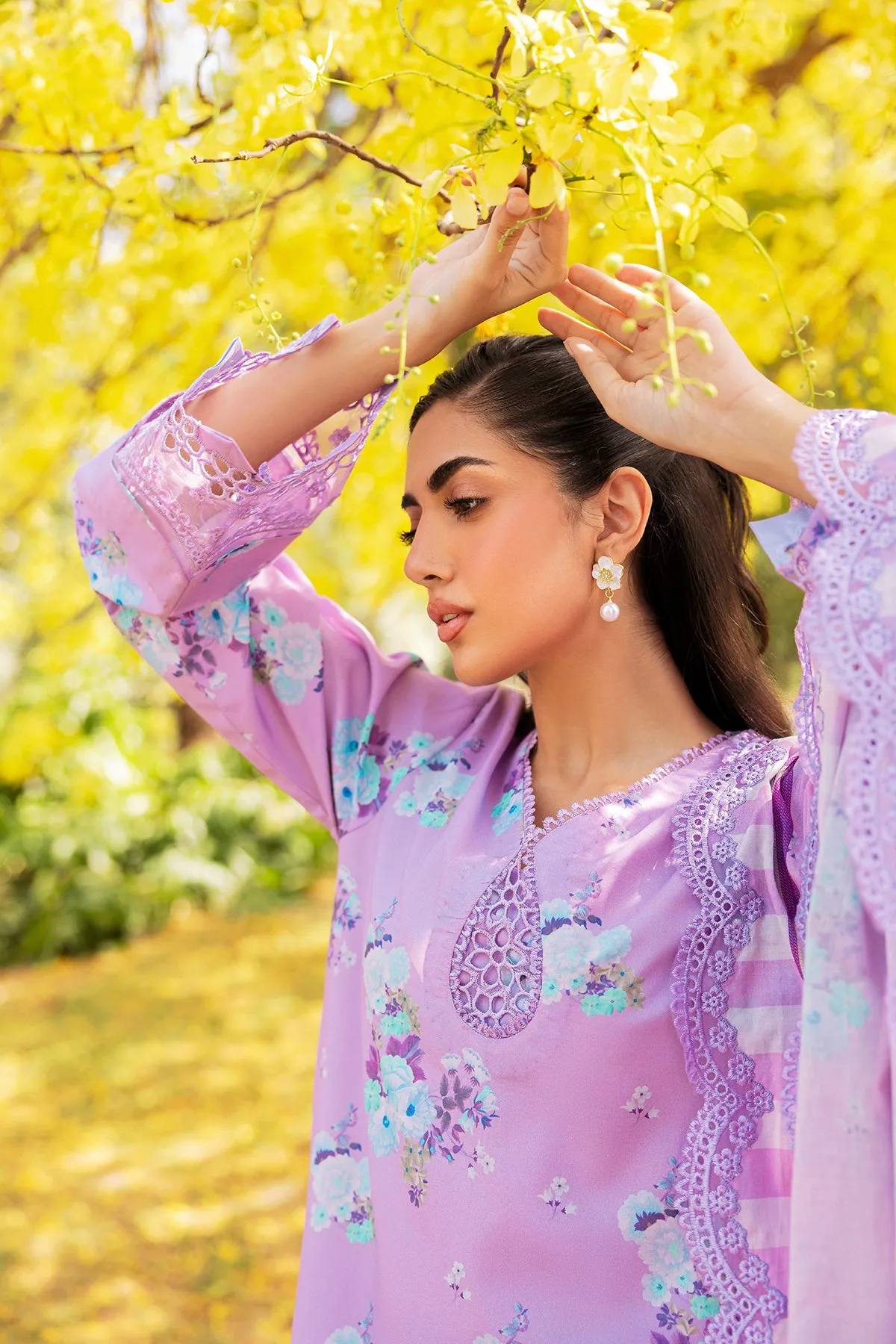 3-PC Unstitched Embroidered Lawn Shirt with Embroidered Lawn Dupatta and Trouser CRN4-01