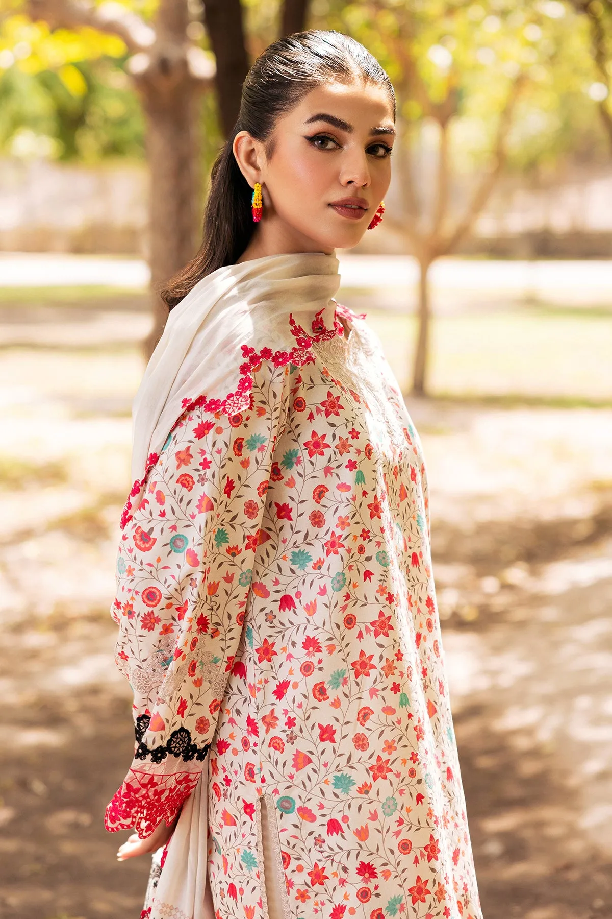 3-PC Unstitched Embroidered Lawn Shirt with Embroidered Lawn Dupatta and Trouser CRN4-04