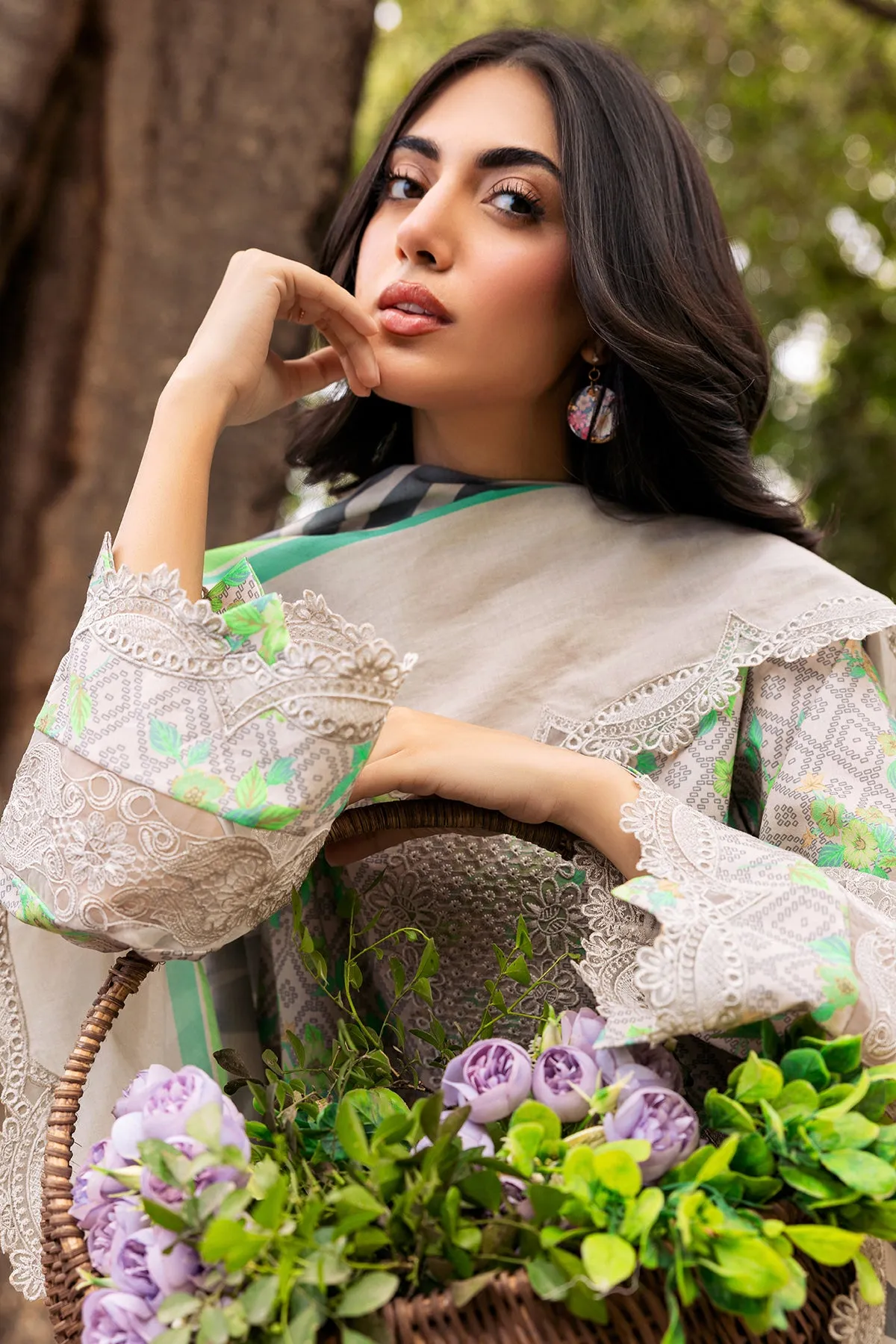 3-PC Unstitched Embroidered Lawn Shirt with Embroidered Lawn Dupatta and Trouser CRN4-08