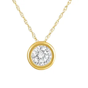 .90Ct Diamond Bezel Pendant Solitaire Necklace 14k Yellow Gold Lab Grown