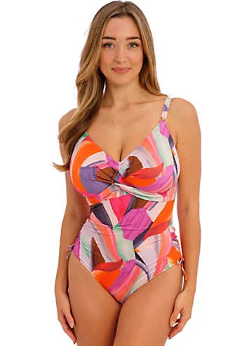 Aguada Beach Underwired Twist Front Swimsuit with Adjustable leg by Fantasie | Look Again