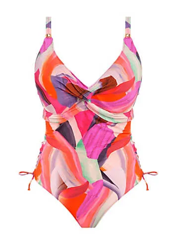 Aguada Beach Underwired Twist Front Swimsuit with Adjustable leg by Fantasie | Look Again