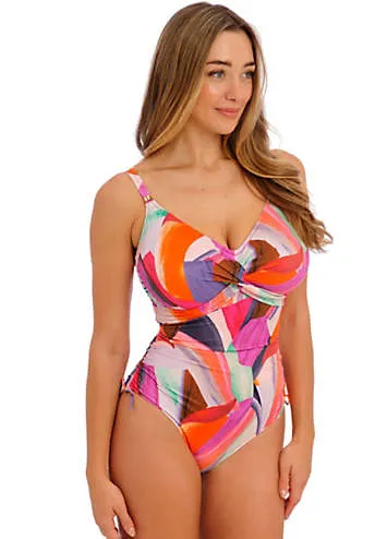 Aguada Beach Underwired Twist Front Swimsuit with Adjustable leg by Fantasie | Look Again