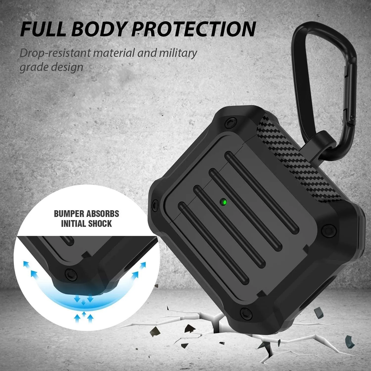 AirPods 2 Rugged Shockproof Case with Keychain