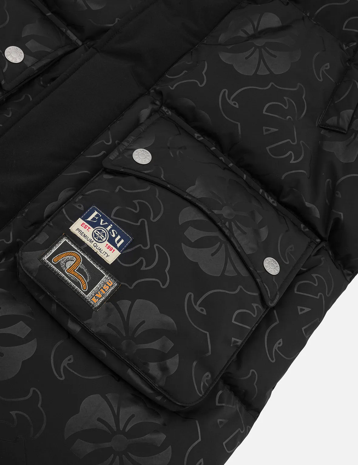 Allover Heat Seal Print and Logo Appliqué Regular Fit Down Coat