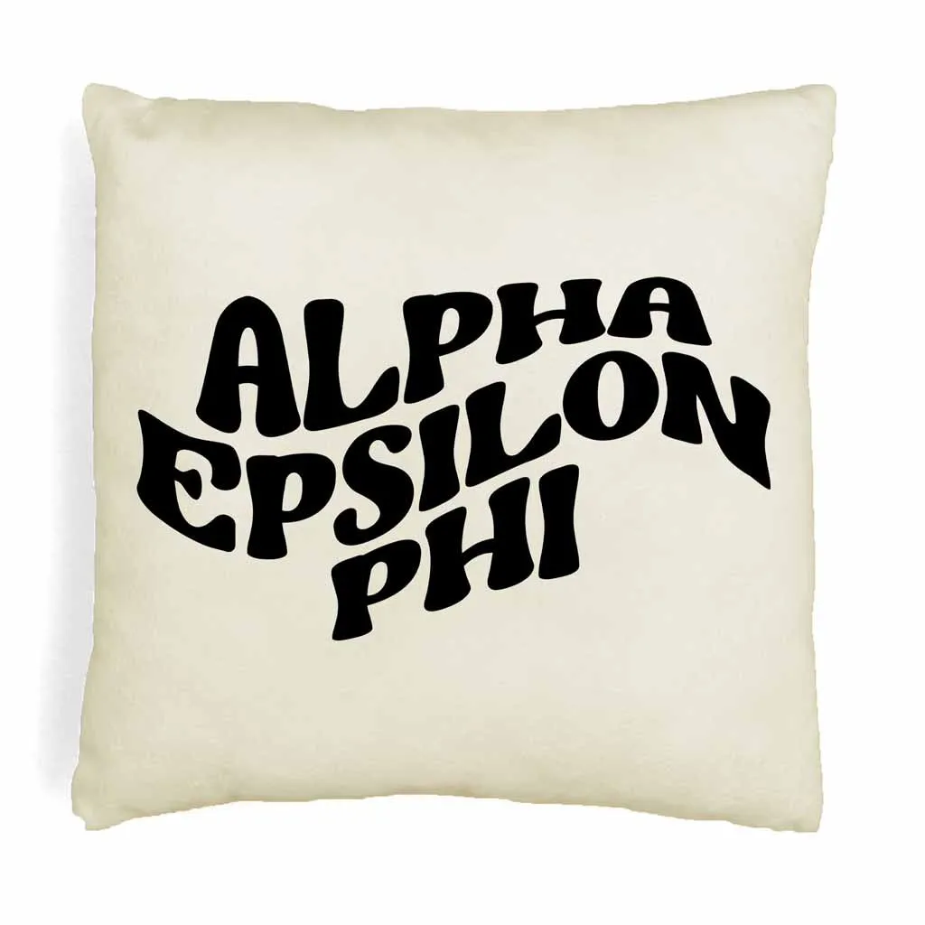 Alpha Epsilon Phi Greek Mod Design on a Sorority Throw Pillow Cover for Dorm Room or Apartment Decor