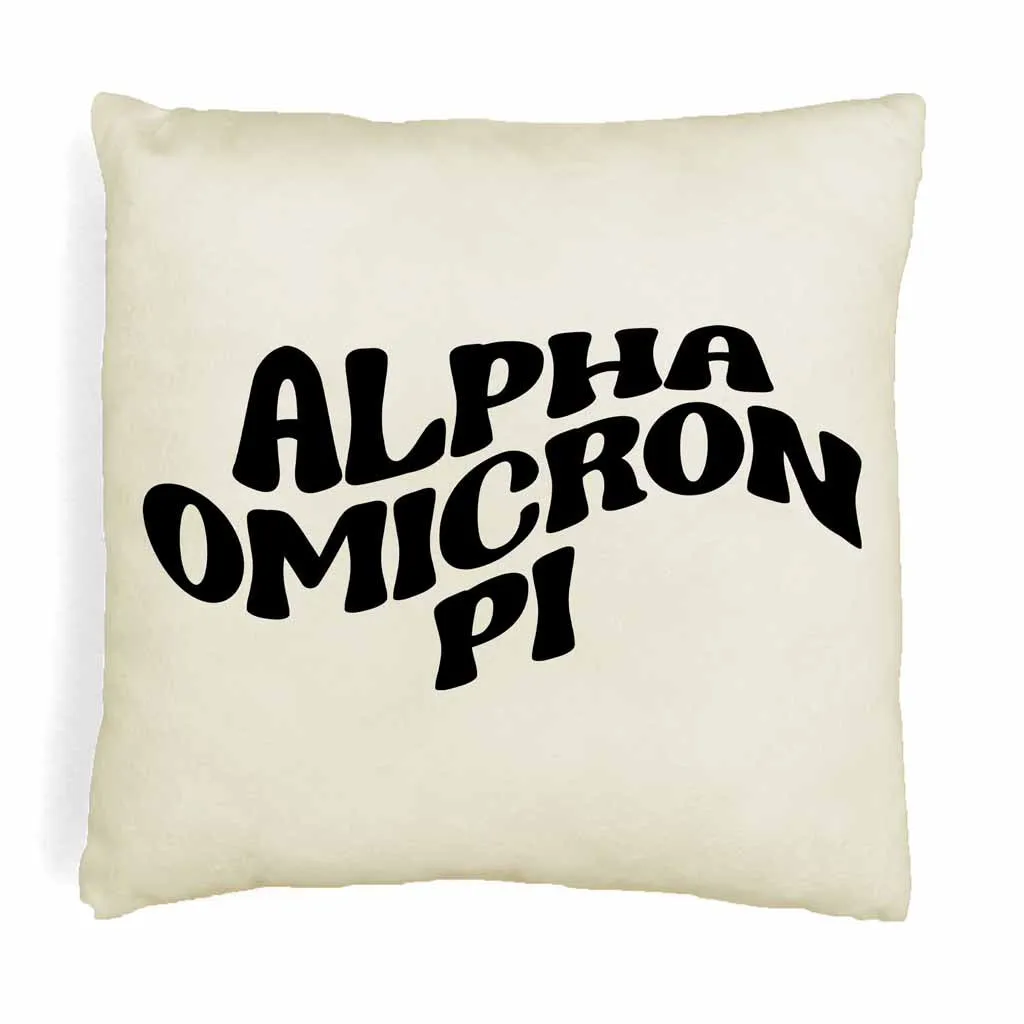 Alpha Omicron Pi Greek Mod Design on a Sorority Throw Pillow Cover for Dorm Room or Apartment Decor