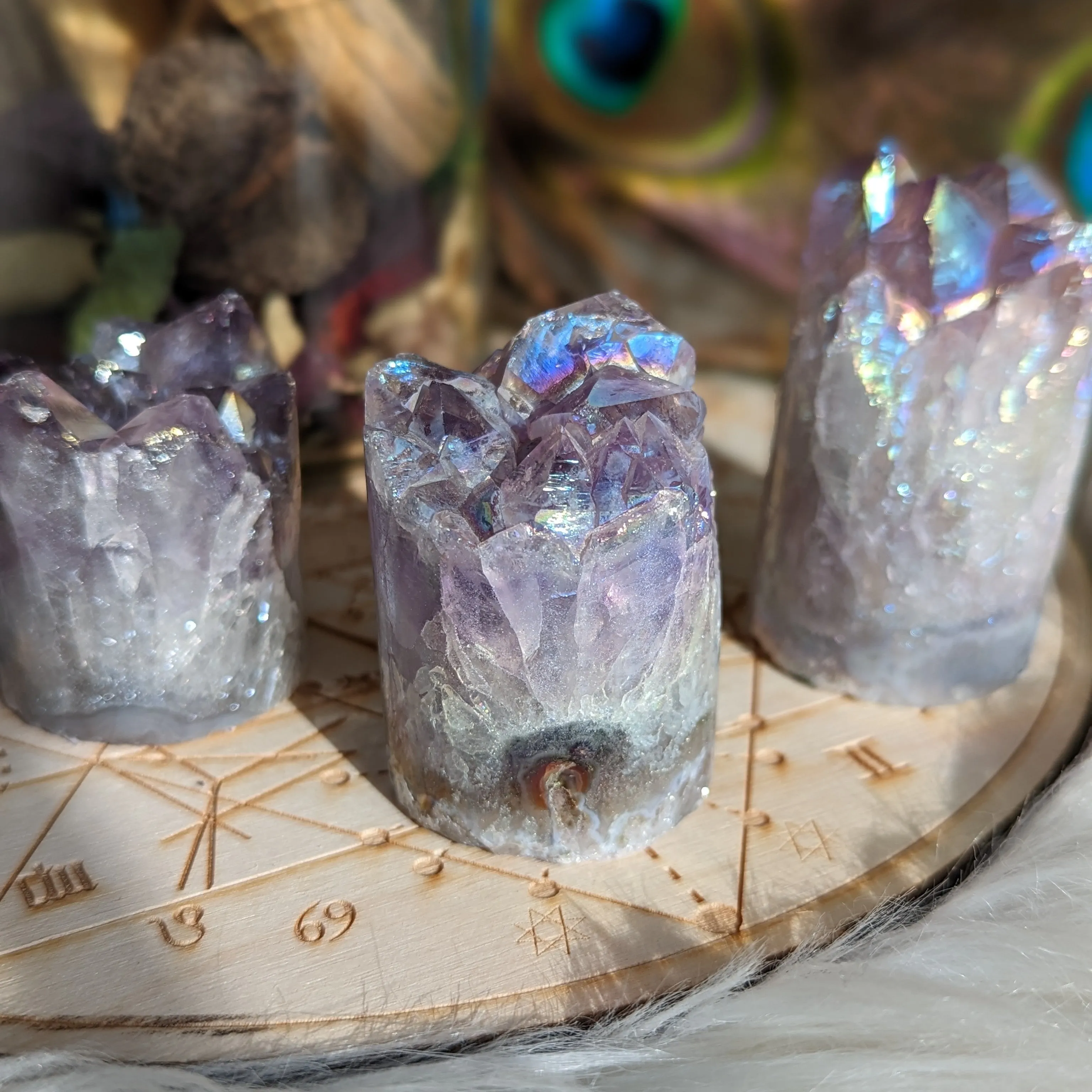 Angel Aura Infused Amethyst Cylinder Geode Carving #2