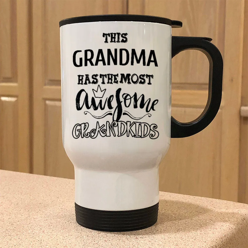 AWESOME Grandma White Metal Coffee and Tea Travel Mug