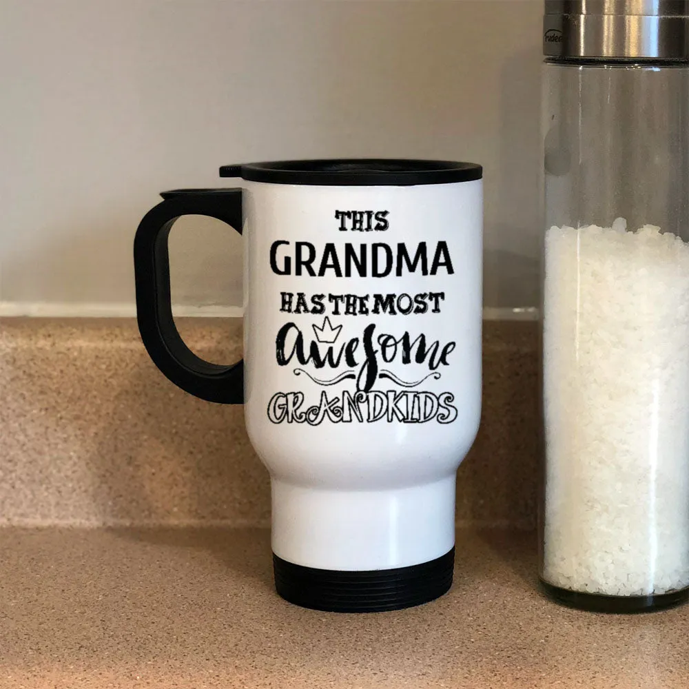 AWESOME Grandma White Metal Coffee and Tea Travel Mug