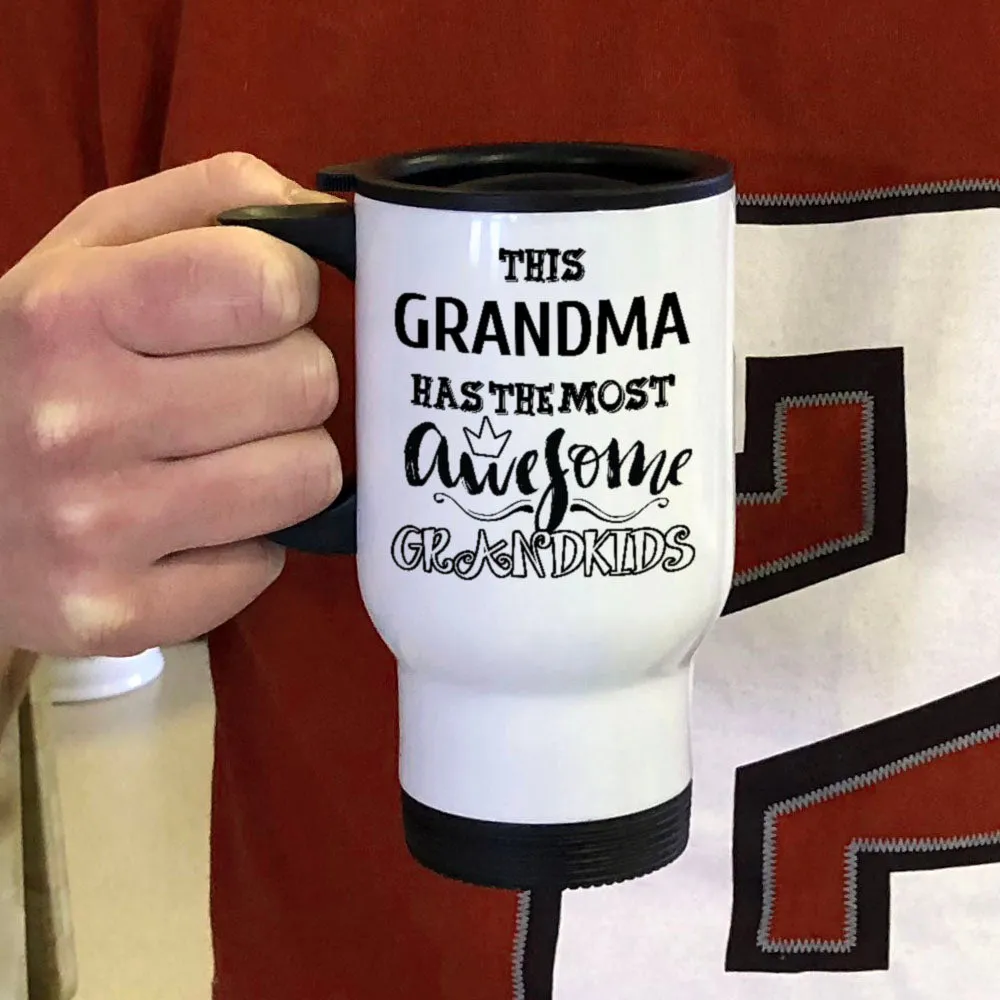 AWESOME Grandma White Metal Coffee and Tea Travel Mug