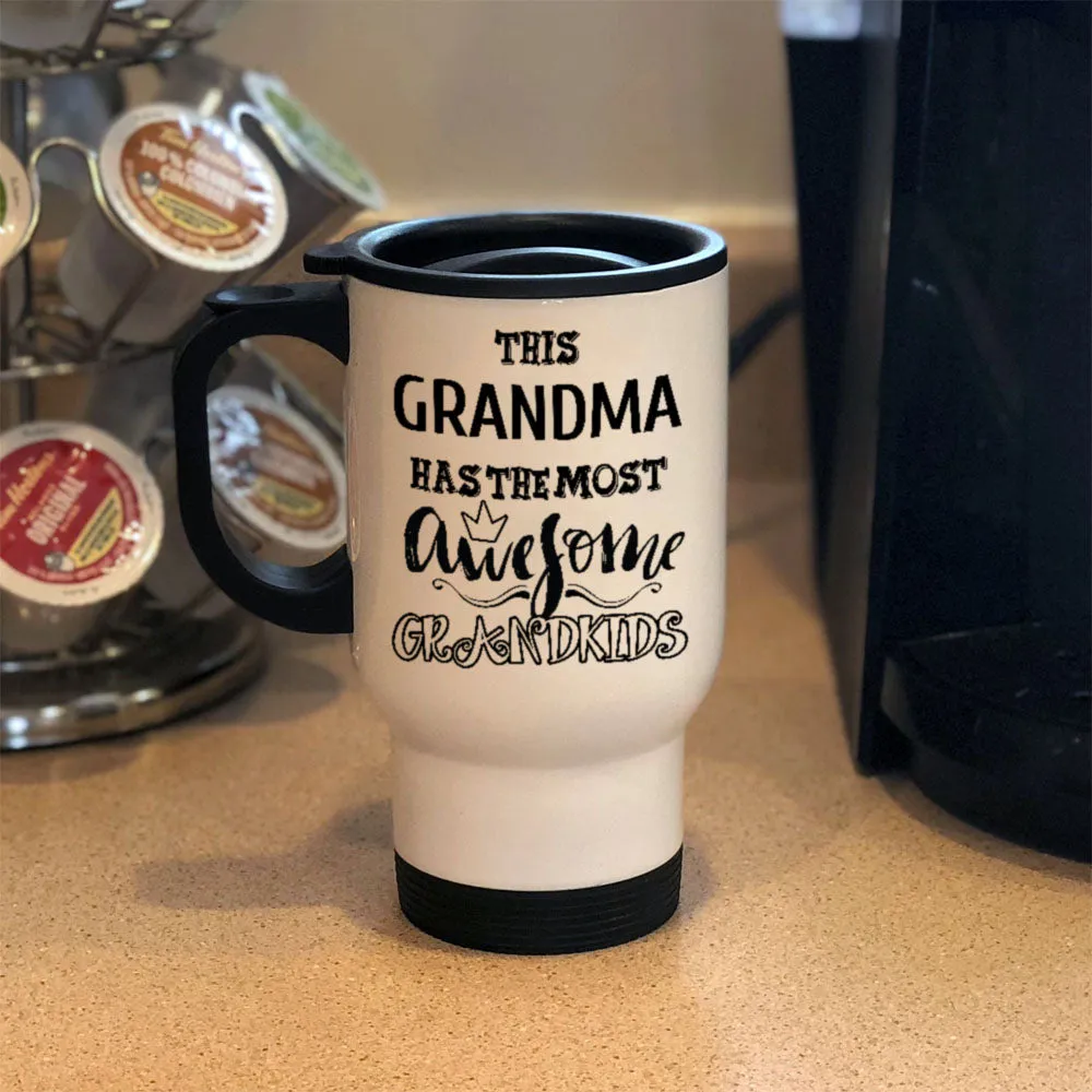 AWESOME Grandma White Metal Coffee and Tea Travel Mug