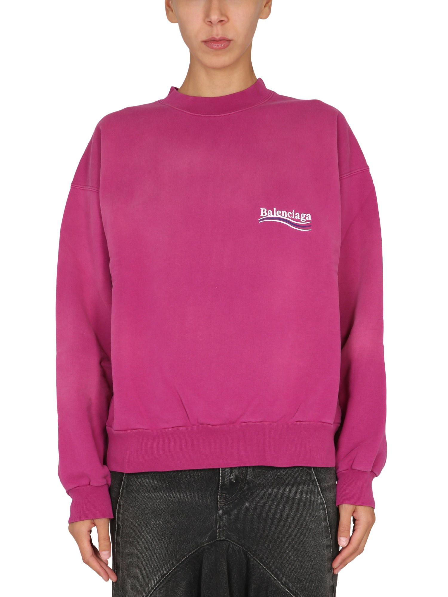 BALENCIAGA    CREWNECK SWEATSHIRT WITH FRONT PRINT