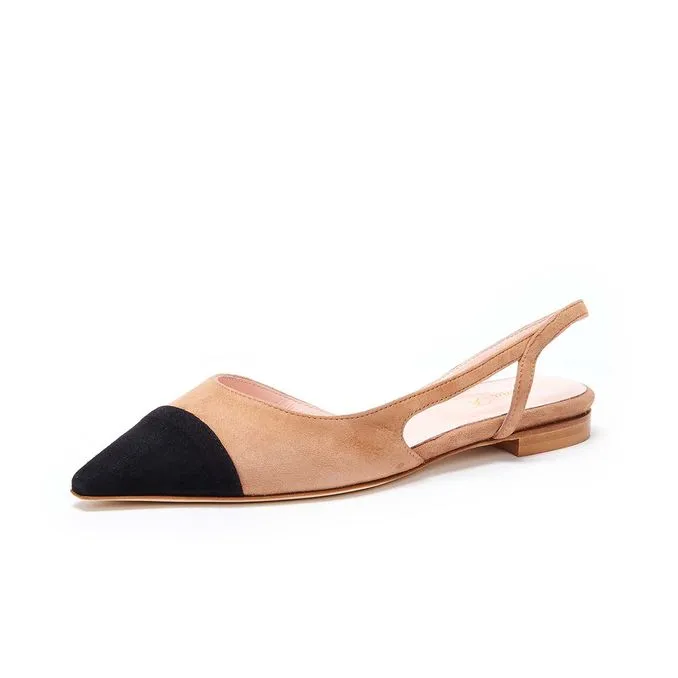 BICOLOR POINTED SABOT Woman Black Beige