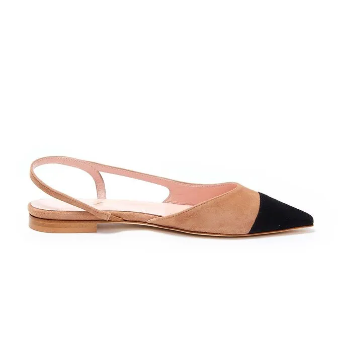 BICOLOR POINTED SABOT Woman Black Beige