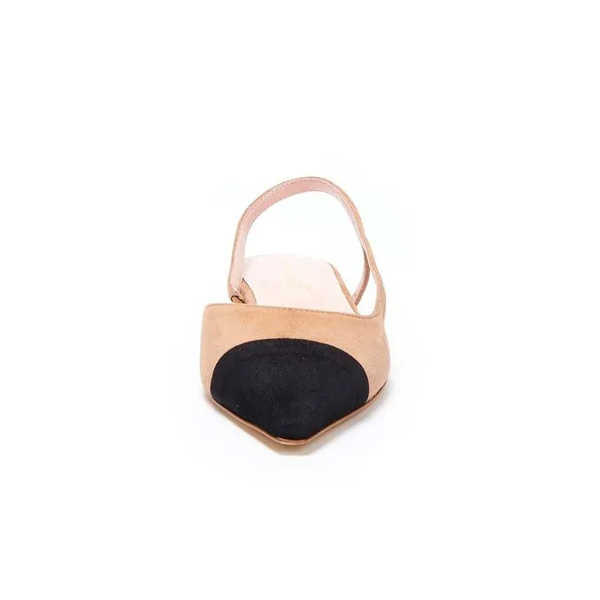 BICOLOR POINTED SABOT Woman Black Beige