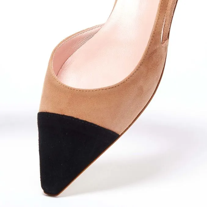 BICOLOR POINTED SABOT Woman Black Beige