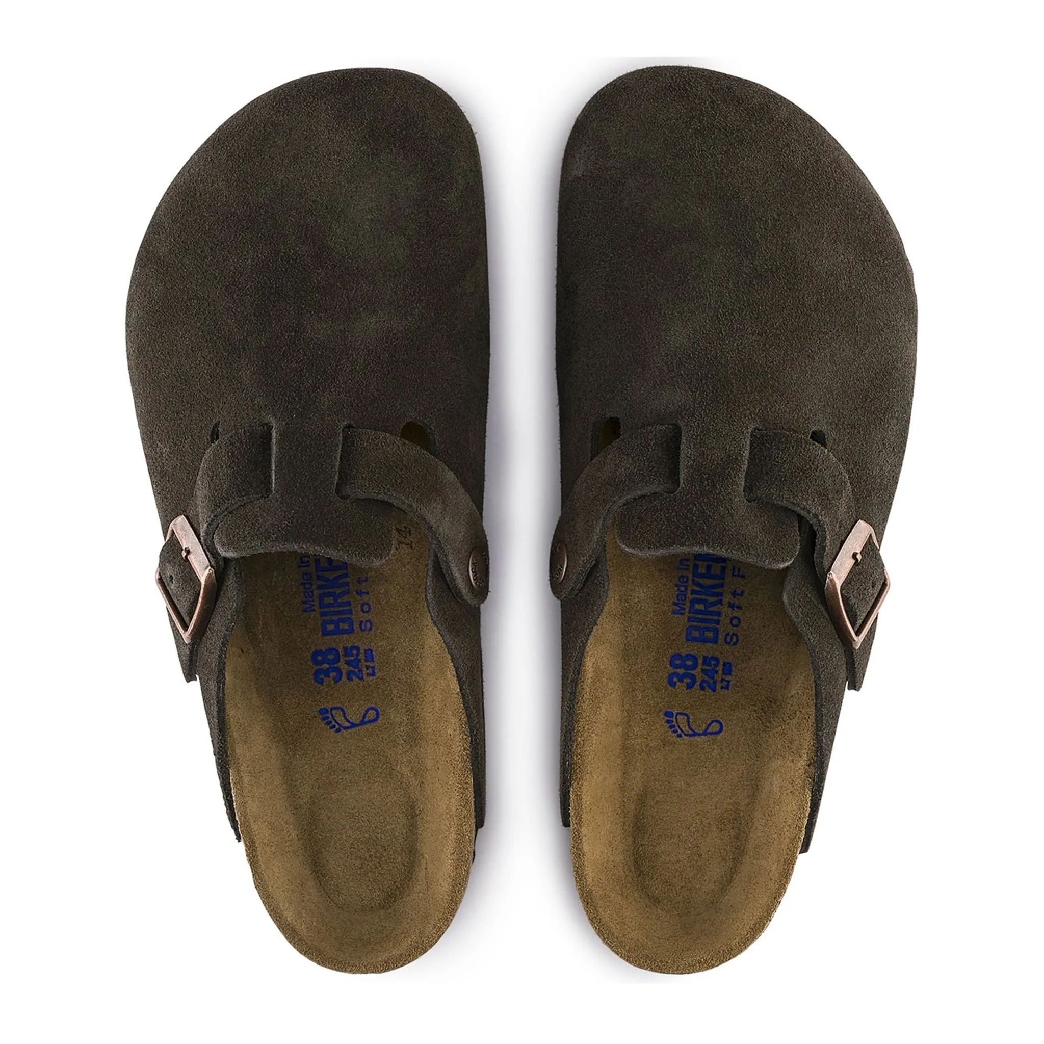 Birkenstock Boston Suede Flat Sandals Mocha