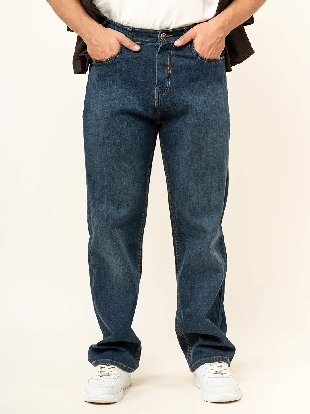 Blue Denim Baggy plain Jeans