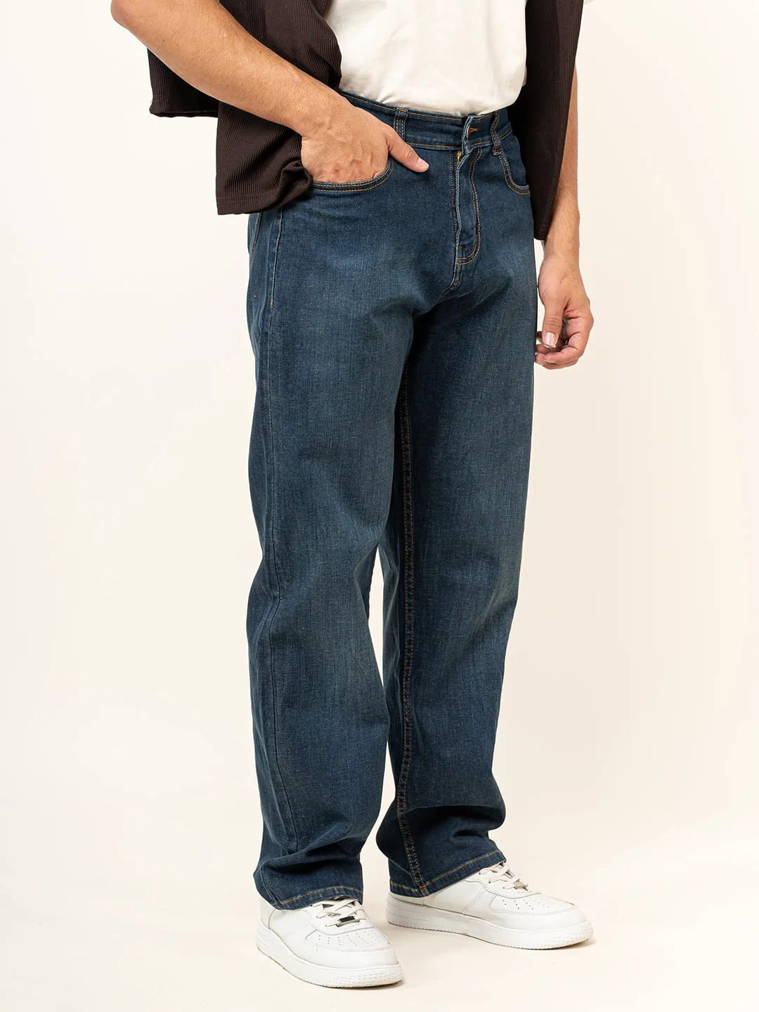 Blue Denim Baggy plain Jeans