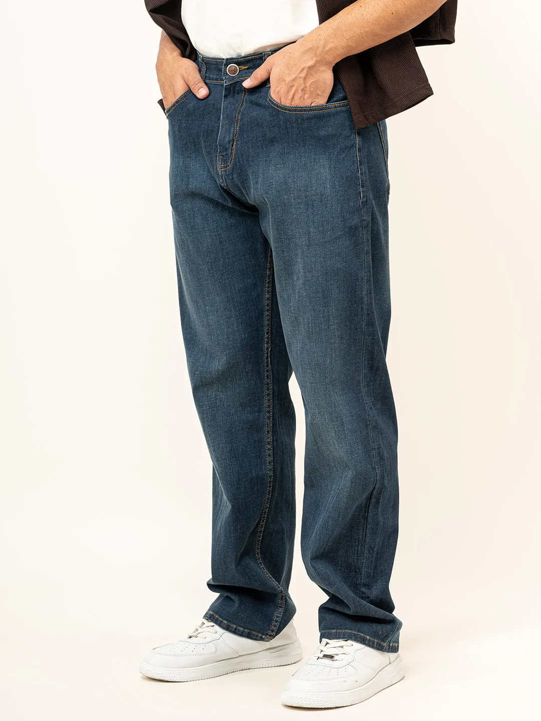 Blue Denim Baggy plain Jeans