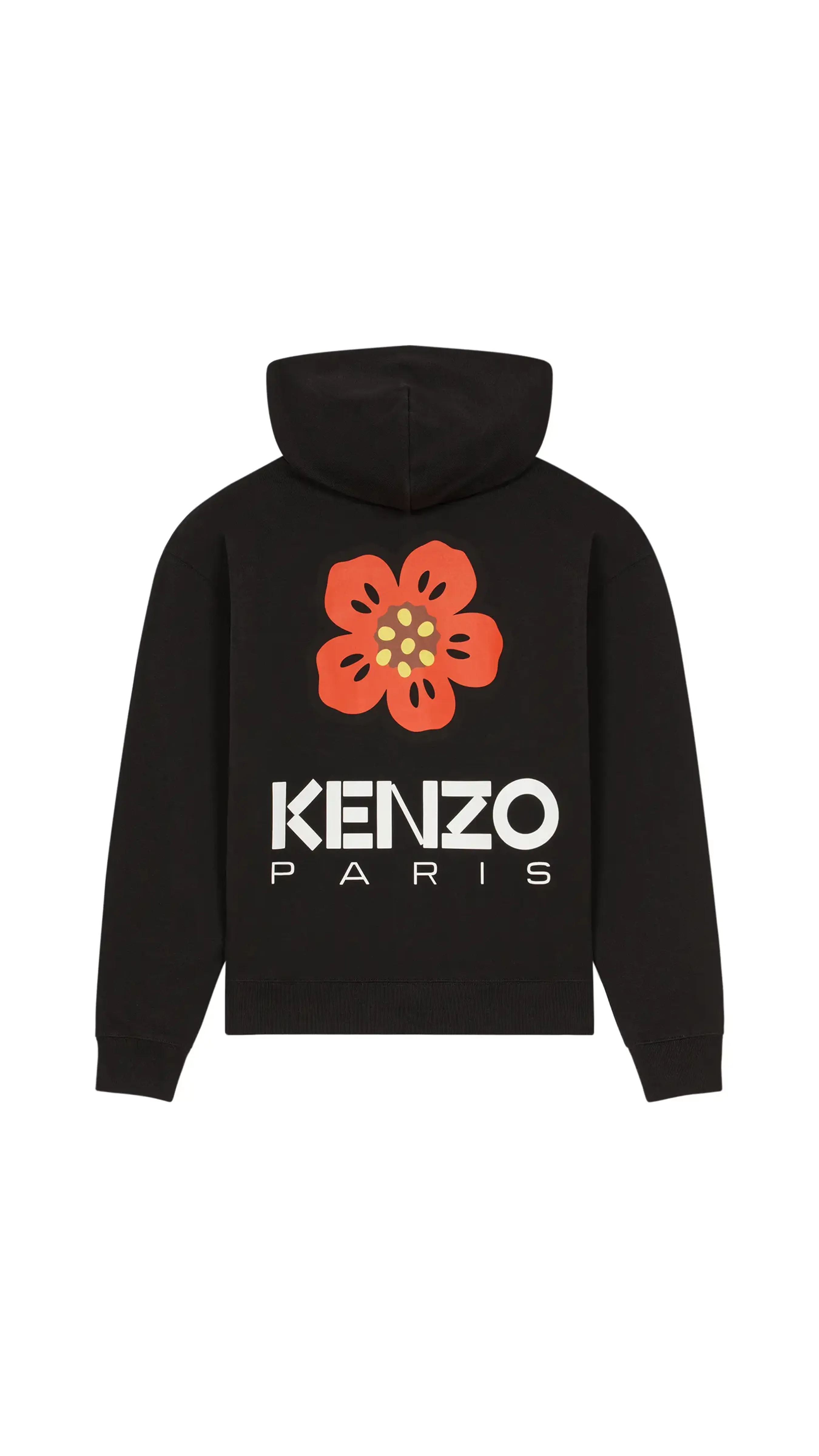 'Boke Flower' Embroidered Hooded Oversized Sweatshirt - Black