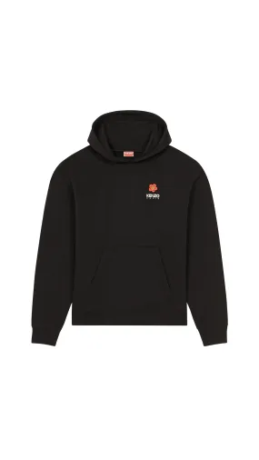 'Boke Flower' Embroidered Hooded Oversized Sweatshirt - Black