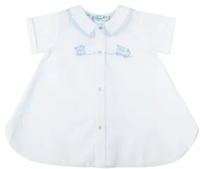 Boys Open Front Daygown With Train, White