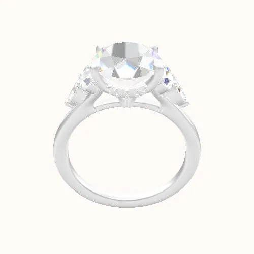 Cathedral Band with Marquise & Round Sidestone Trio Engagement Ring With Front set gallery Head