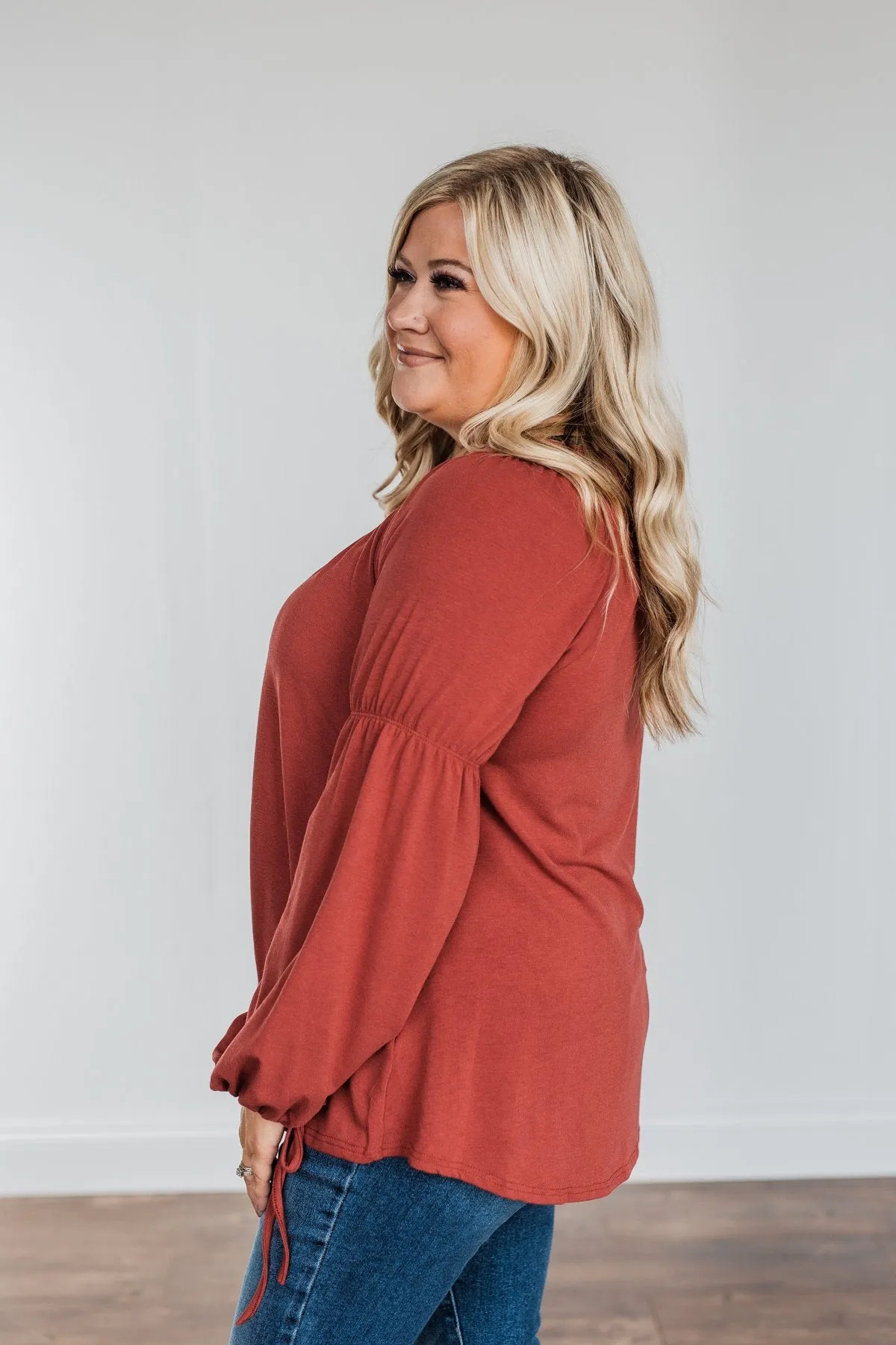 Charming Adventure Long Sleeve Top- Marsala