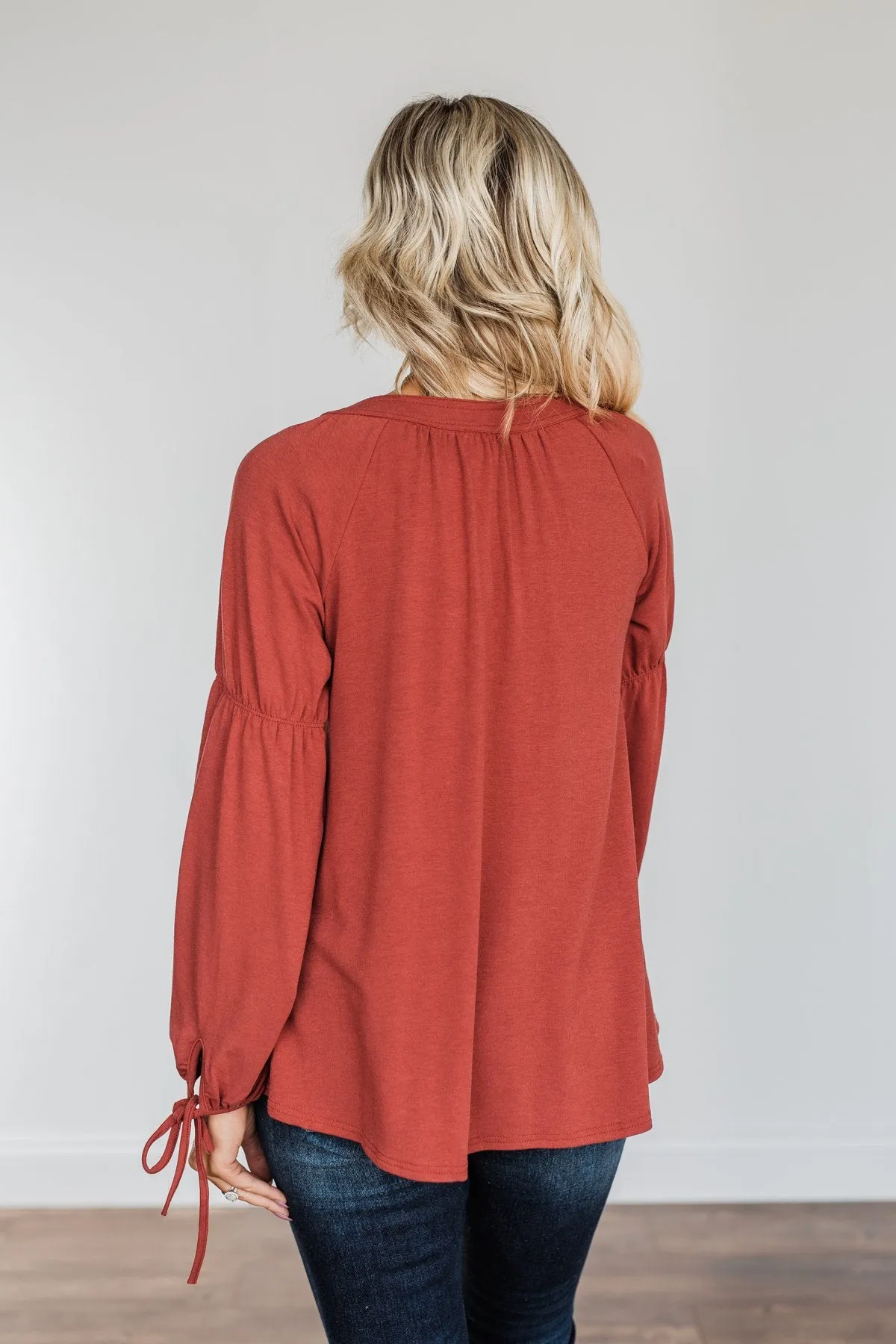 Charming Adventure Long Sleeve Top- Marsala