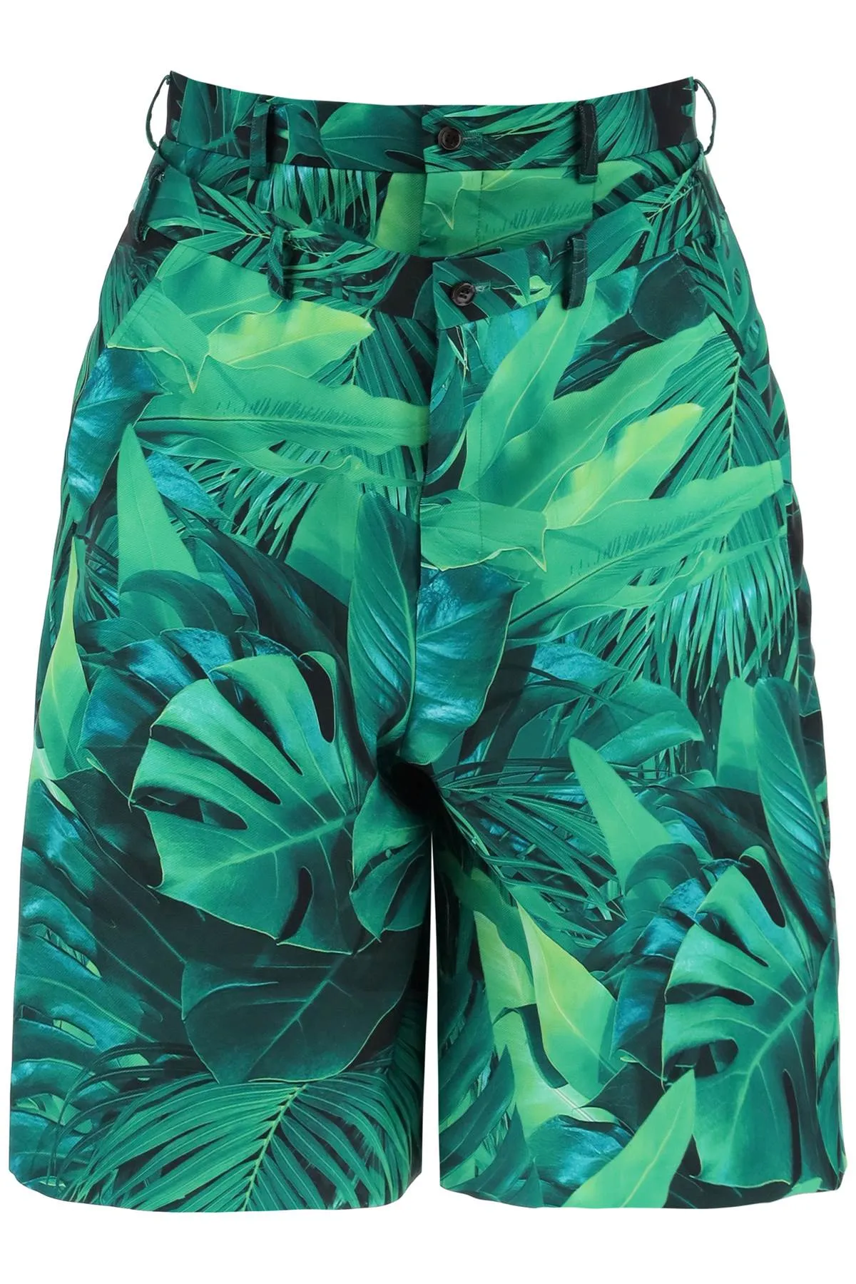 COMME DES GARONS HOMME PLUS Men's Jungle Print Bermuda Shorts with Double Front Layer