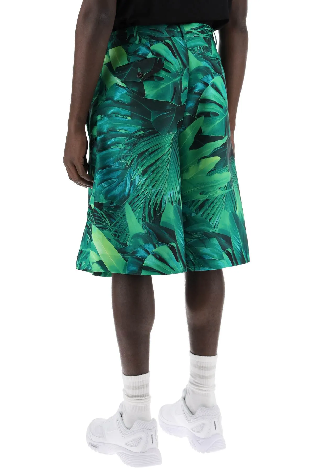 COMME DES GARONS HOMME PLUS Men's Jungle Print Bermuda Shorts with Double Front Layer