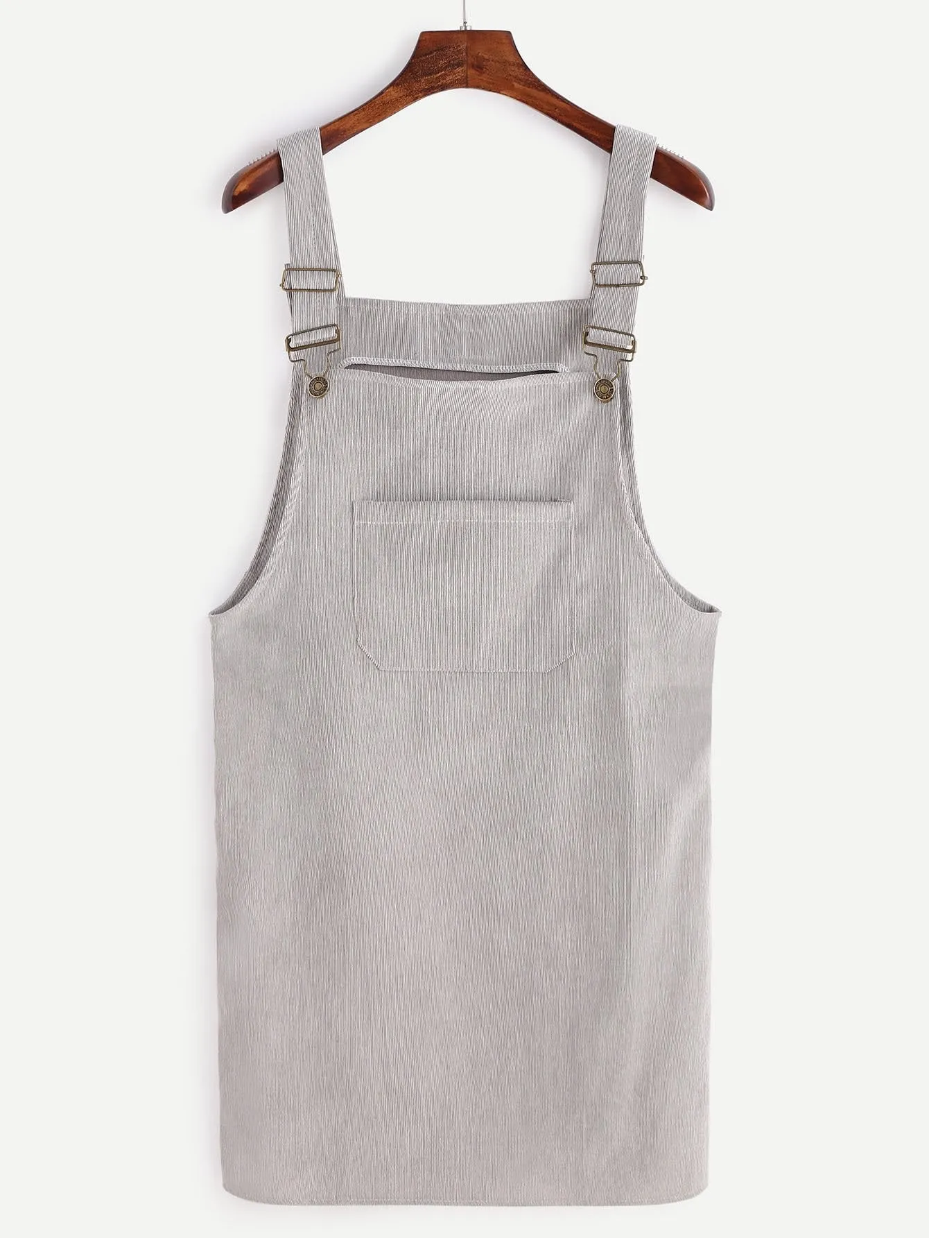 Corduroy Pinafore Dress - Grey