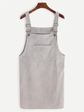 Corduroy Pinafore Dress - Grey