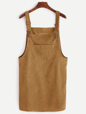 Corduroy Pinafore Dress - Tan