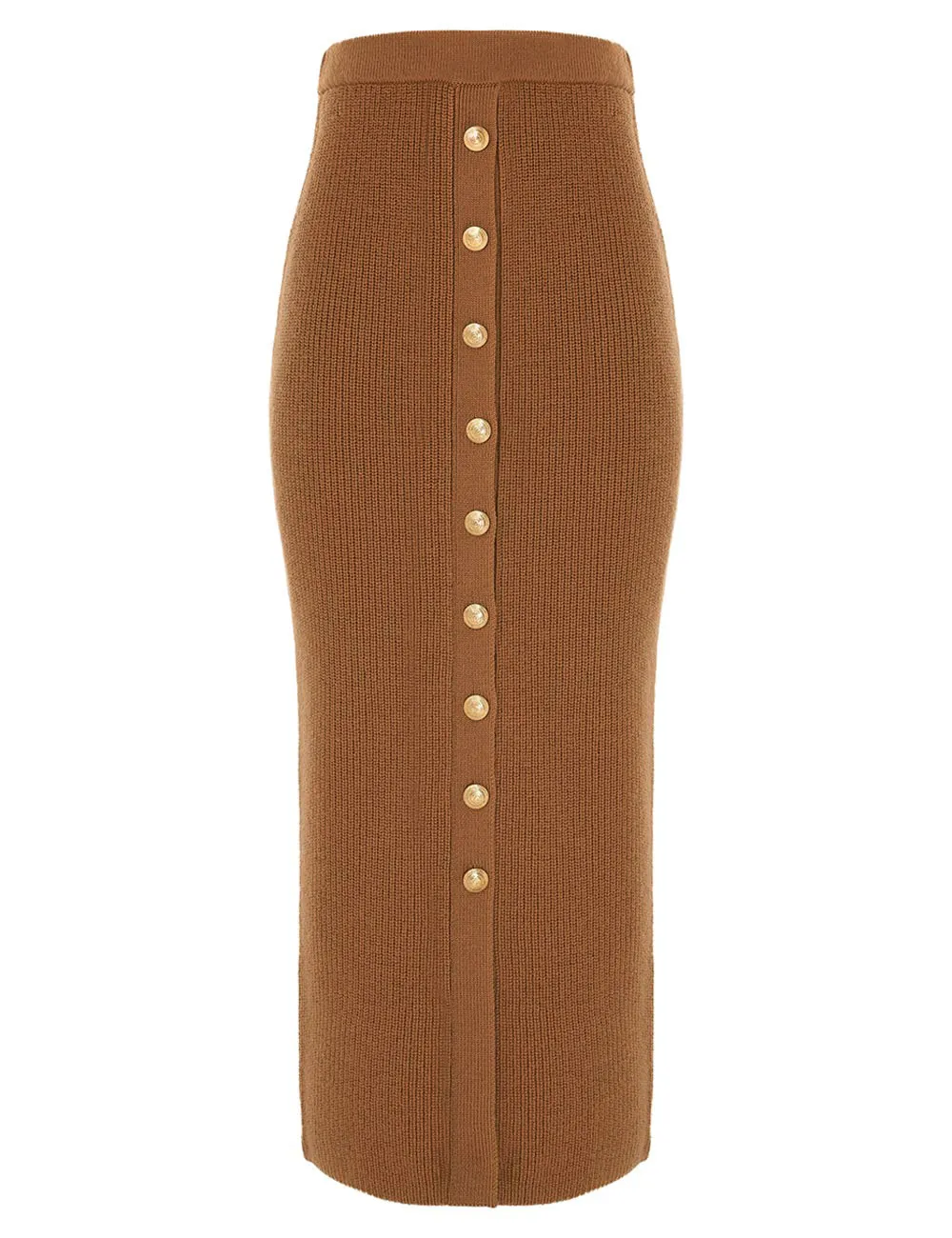 Crush Buttoned Tube Midi Skirt