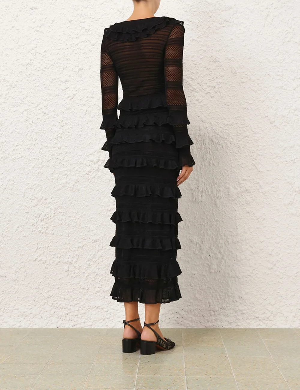 Crush Frilled Midi Skirt