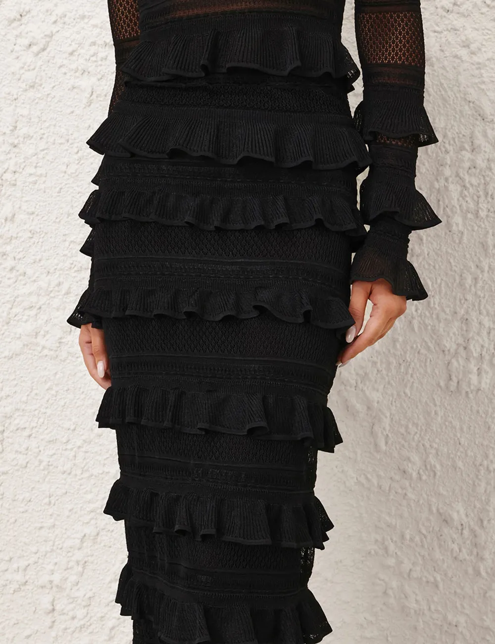 Crush Frilled Midi Skirt