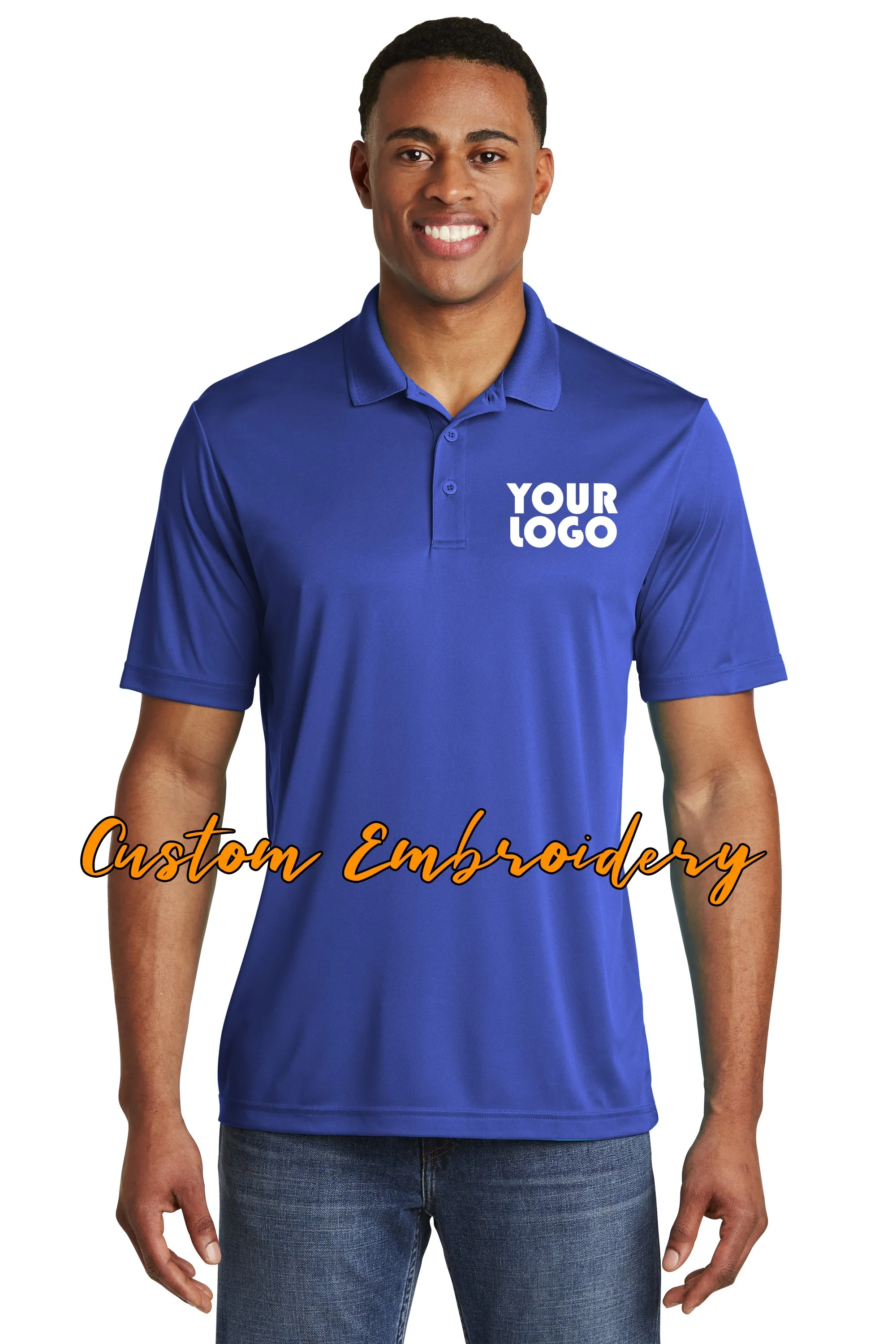 Custom Embroidered Men's Performance Polo Shirt - Sport-Tek PosiCharge Competitor Polo - Includes 4in x 4in Embroidery - Moistur