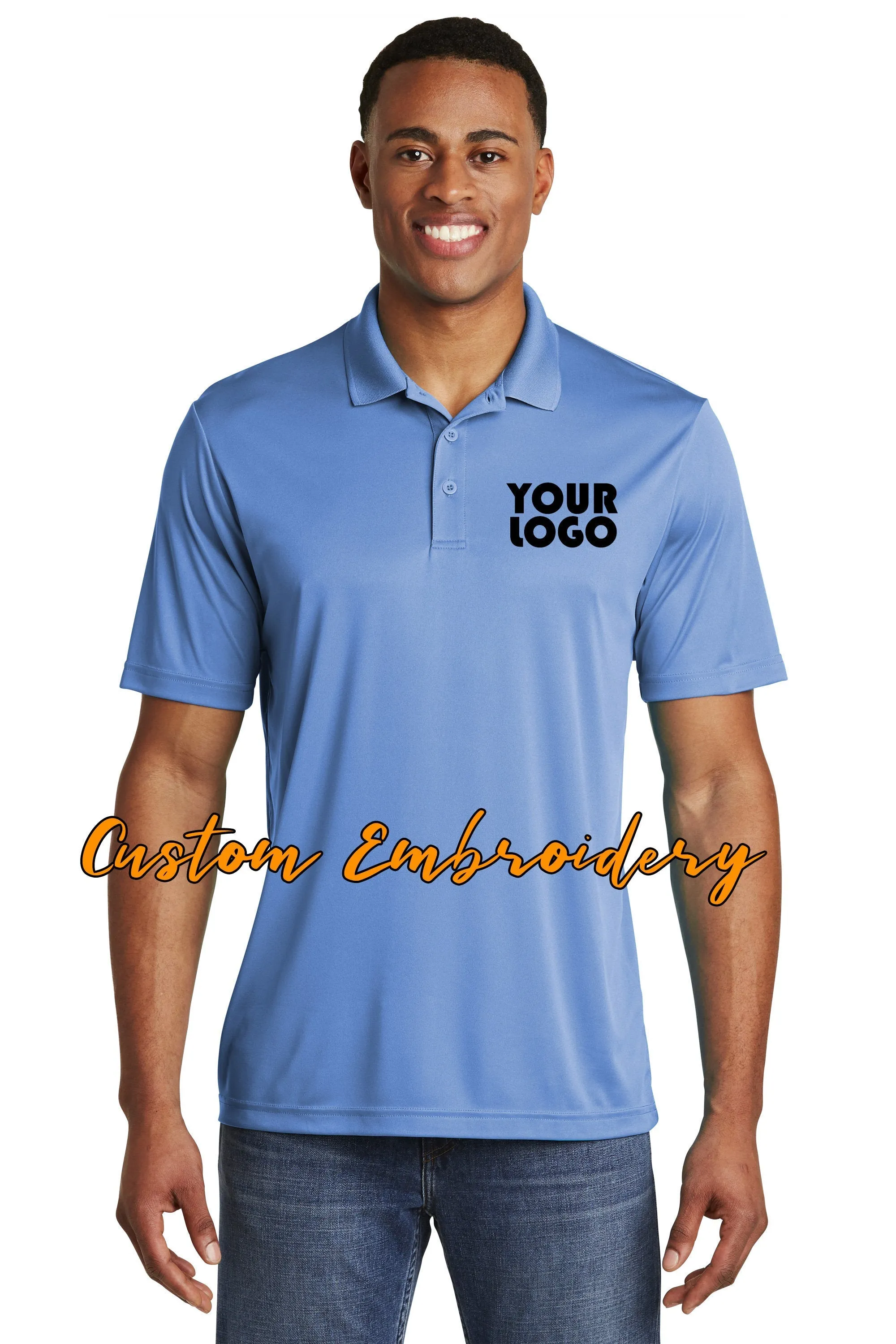 Custom Embroidered Men's Performance Polo Shirt - Sport-Tek PosiCharge Competitor Polo - Includes 4in x 4in Embroidery - Moistur